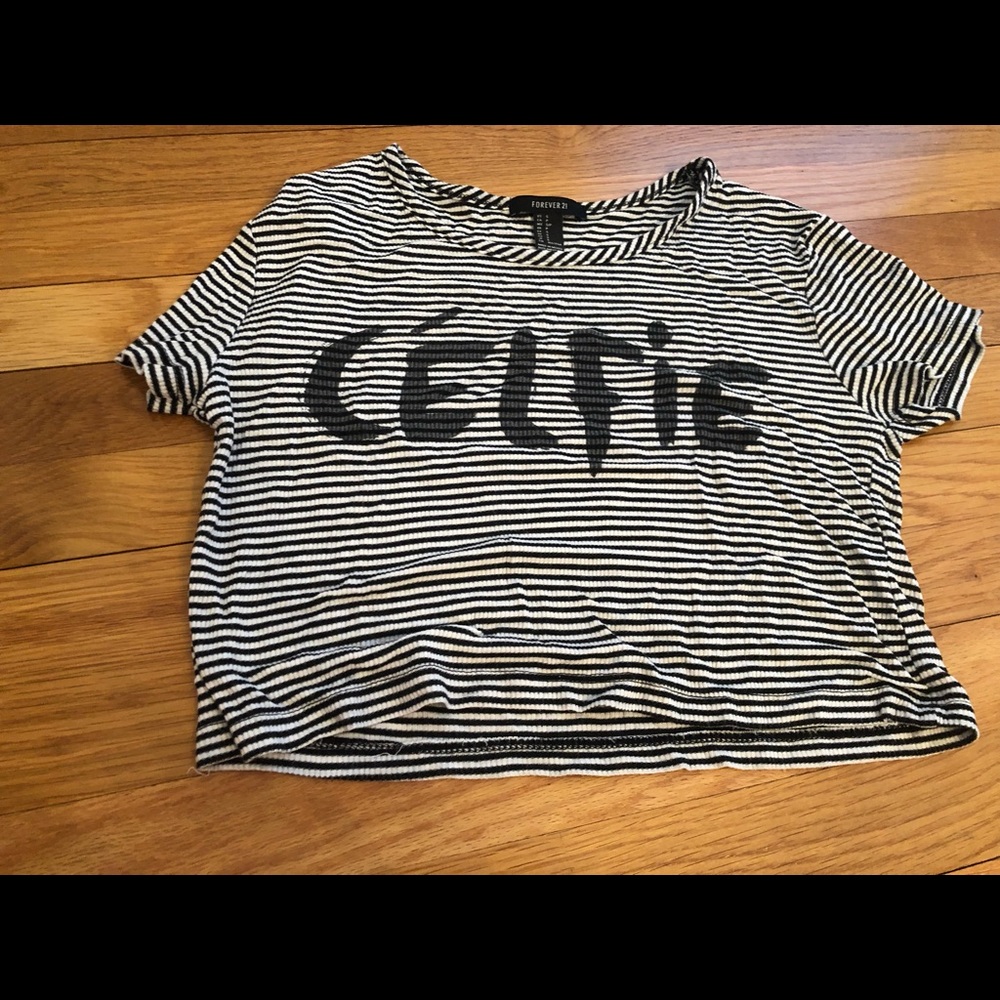 Black and white forever 21 crop top